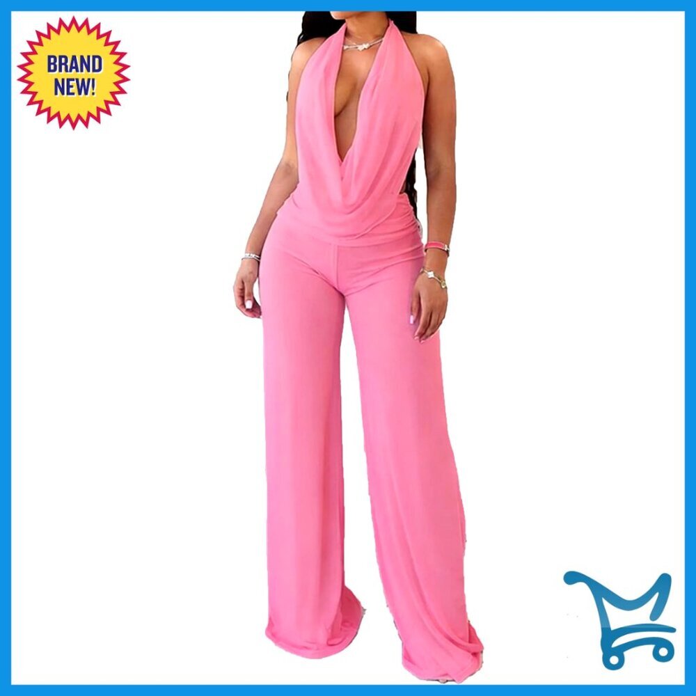 Sheer Mesh Halter Top Wide Leg Pants Two Piece Set Y2K Club Party Outfit